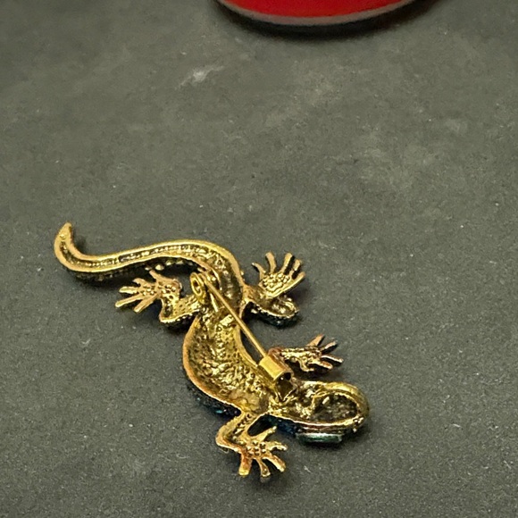Colorful Jeweled Lizard Brooch Or Pendent - Picture 6 of 7